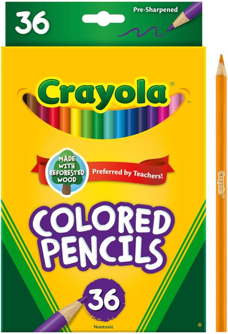 p2Crayola Colored Pencils (36ct), Kids Pencil Set, Pre-Sharpened Coloring Book Pencils for Kids & Adults, Arts & Crafts Supplies, Ages 3+