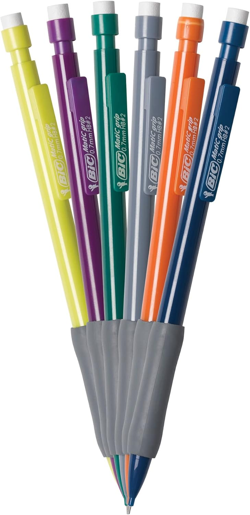 p2BIC Xtra Comfort Mechanical Pencils with Erasers, Fine Point (0.5mm), 6-Count Pack Mechanical Drafting Pencil Set